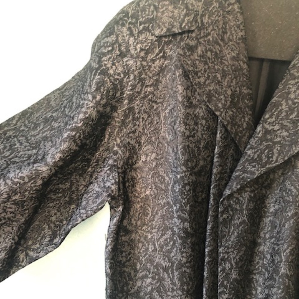 VINTAGE 1960s Black Brocade Jackie O' Style Swing Coat Size M/L - Picture 2 of 10